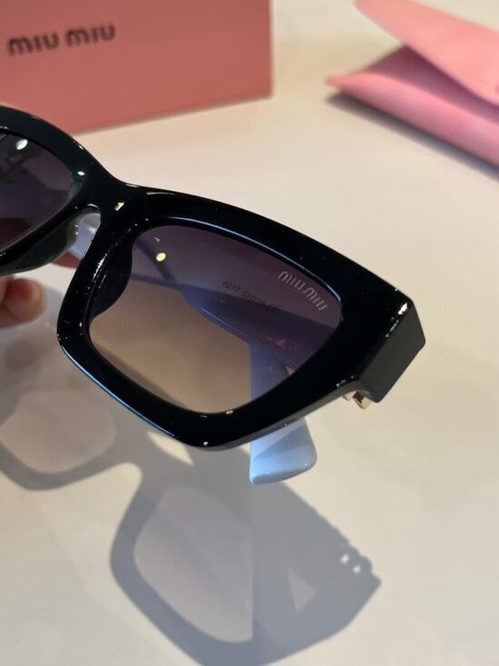 Miu Miu Black Front White Temple Cat- Eye Sunglassos main image 9